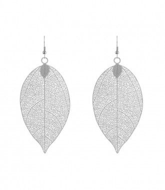 Ohrringe - Blatt, silber