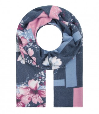 Damen Schal Blumen, navy