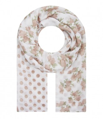 Halstuch - Blumen und Punkte, beige