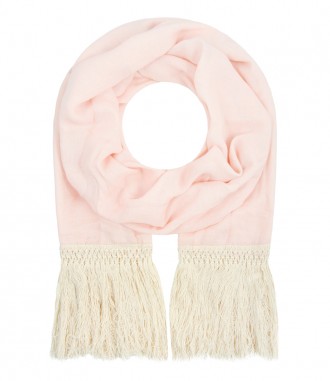 Damen Halstuch - lange Fransen, rosa