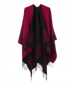 Majea Damen Poncho, rot