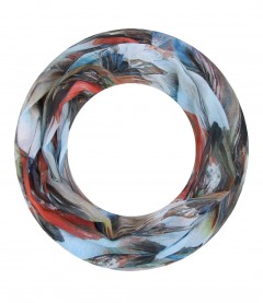 Damen Loop Schal abstrakt, schmal, hellblau