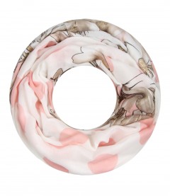 Damen Loop Schal - Blumen, Glanz, creme