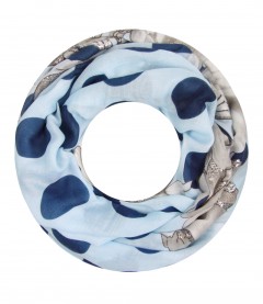 Damen Loop Schal - Blumen, Glanz, blau