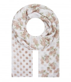 Halstuch - Blumen und Punkte, beige