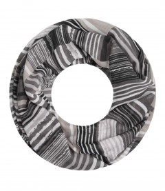 Damen Loop Schal - Streifen Muster, grau