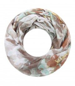 Damen Loop Schal - Blumen Muster, braun