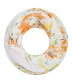 Damen Loop Schal - Blumen, orange