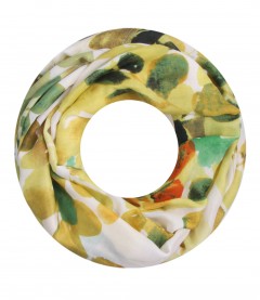 Damen Loop Schal - Blätter, gelb