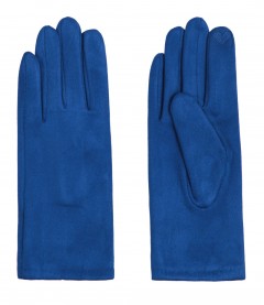 Einfarbige Damen Handschuhe, blau