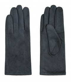 Einfarbige Damen Handschuhe, dunkelgrau