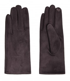 Einfarbige Damen Handschuhe, braun